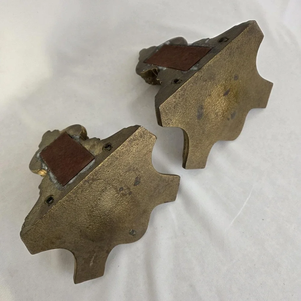 Pair of‎ Vintage Ornate Gilded Brass Wall Sconce Shelves MCM Hollywood Regency